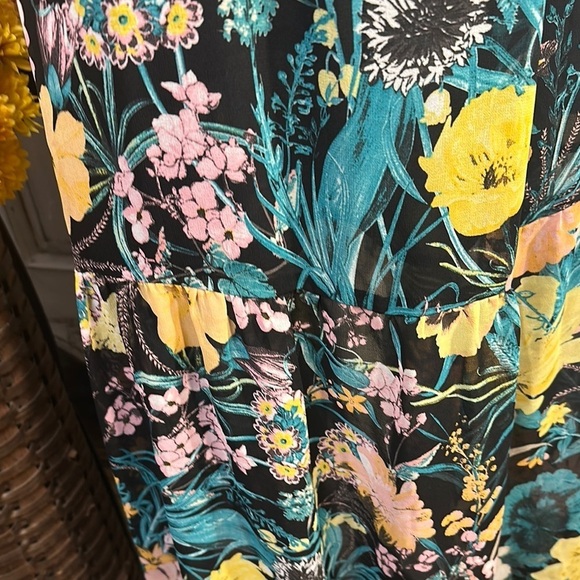 ZARA Floral Halter Maxi Dress Deep Cut Halter Back Made in Spain - Picture 4 of 8